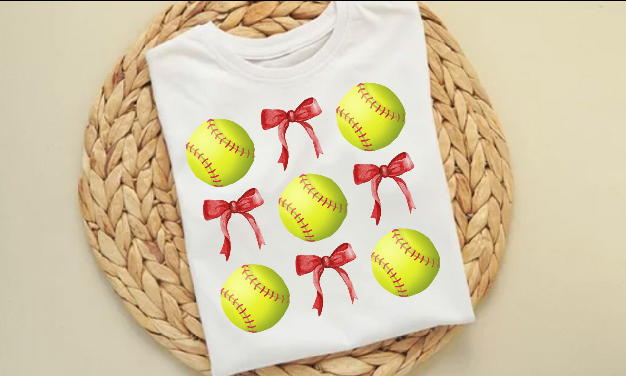 Softball bow tee/sweatshirt