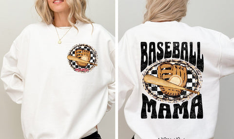 Baseball Mama checkered tee/sweatshirt