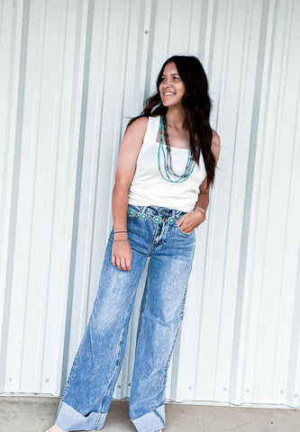 Boxy ribbed cross back tank