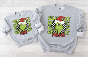 Grinchy checkered Mama + Mini Sweatshirts
