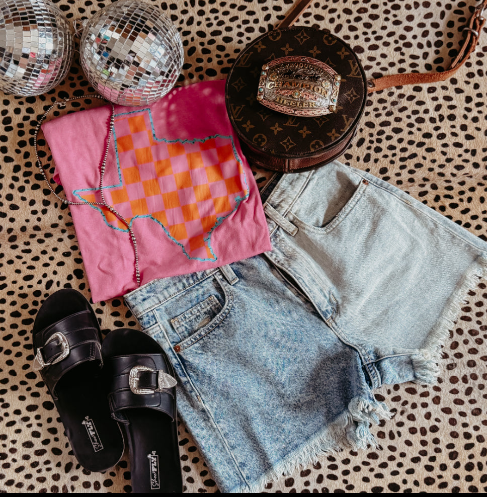 Texas Neon Checker Tee