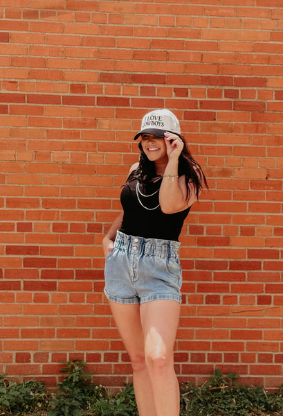 GIMME SOME SUGA paper bag denim Short