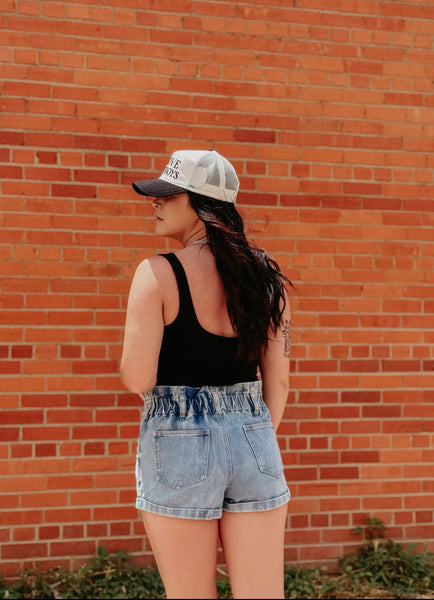 GIMME SOME SUGA paper bag denim Short