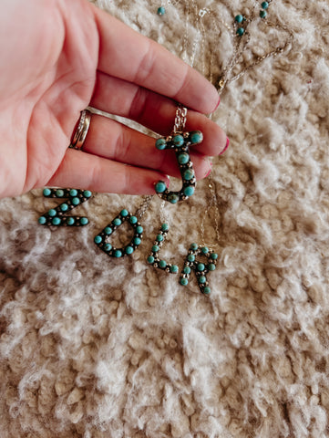 Authentic turquoise letter necklace