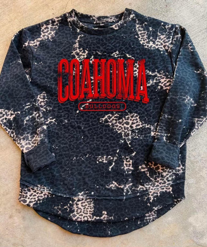 Coahoma Distressed Black Leopard Fleece Scoop