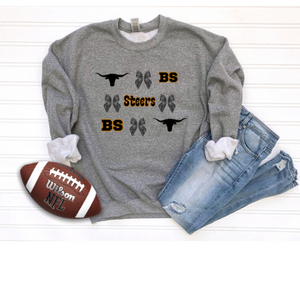 Adult steers mascot bow checkered top