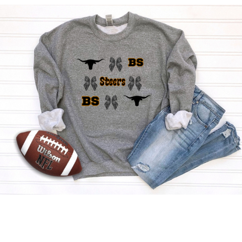 Adult steers mascot bow checkered top