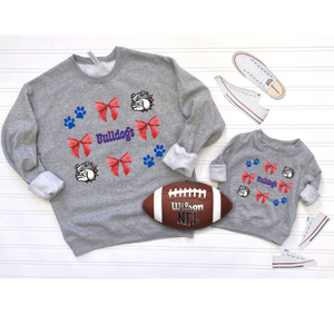 Little bulldog checkered bow mascot top