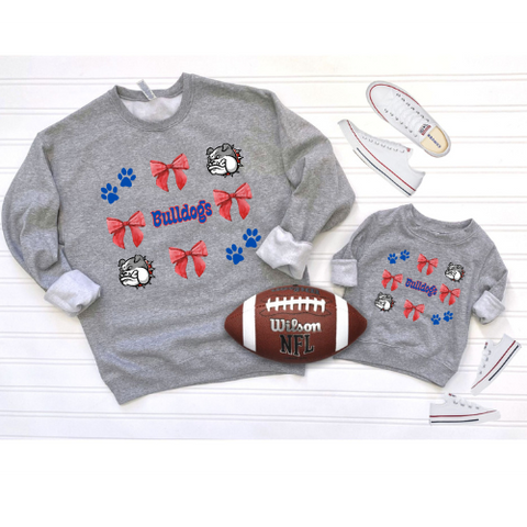 Little bulldog checkered bow mascot top