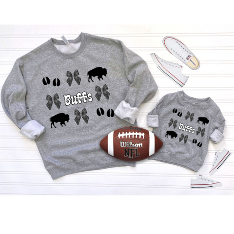 Adult buffs mascot bow checkered top