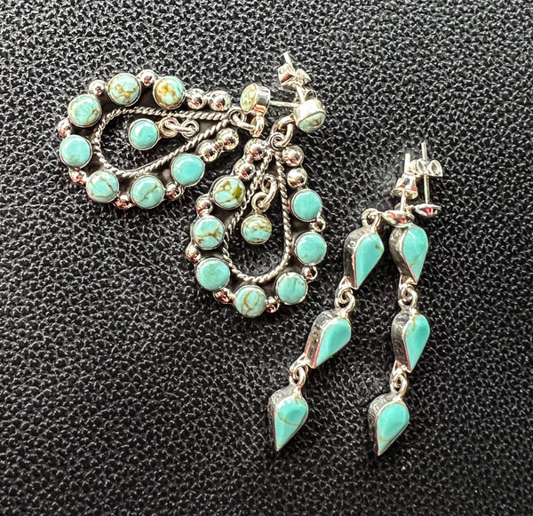 Stacker teardrop turquoise earrings