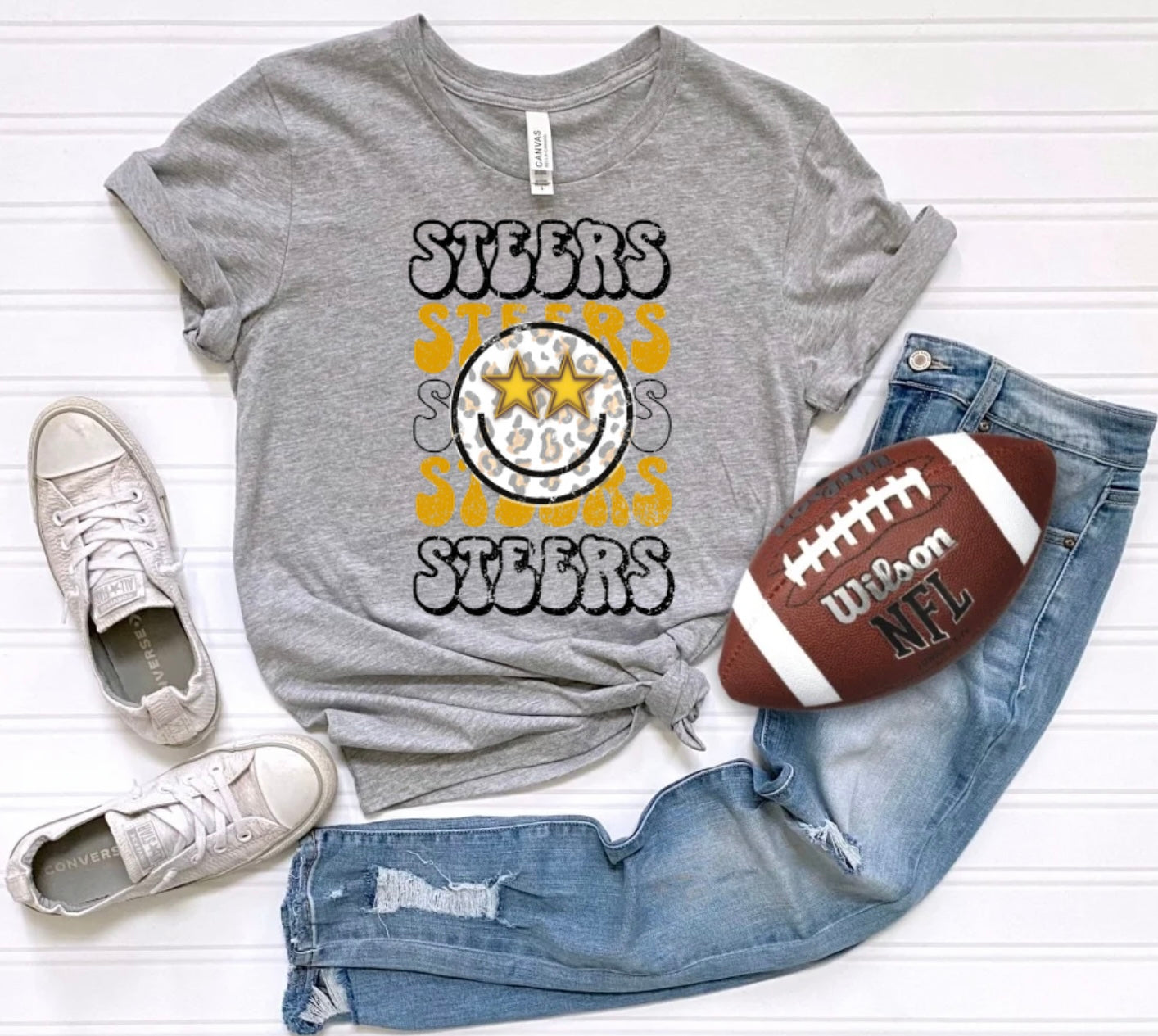 Steers repeat smiley spirit tee