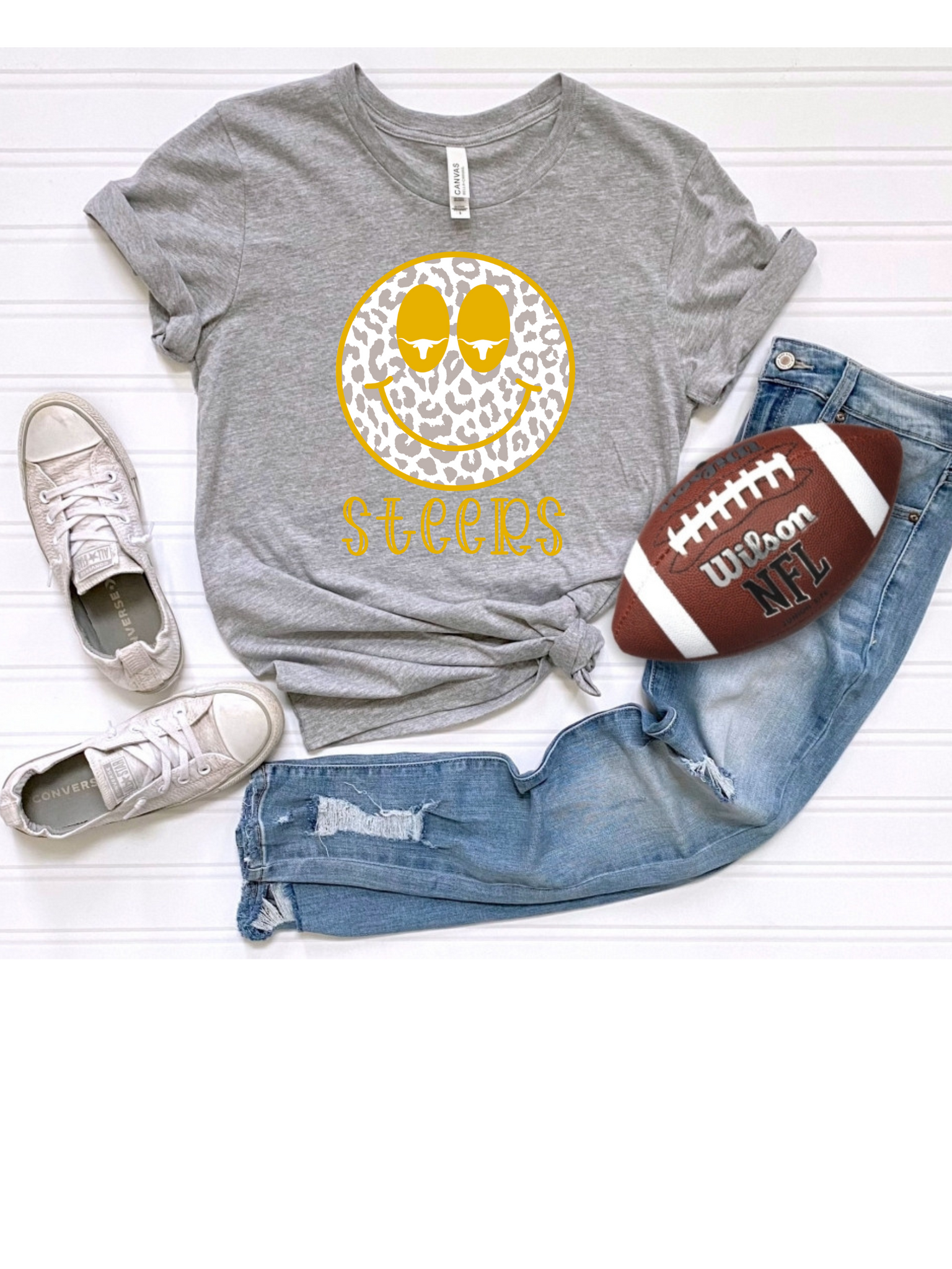 Steers leopard smiley spirit tee