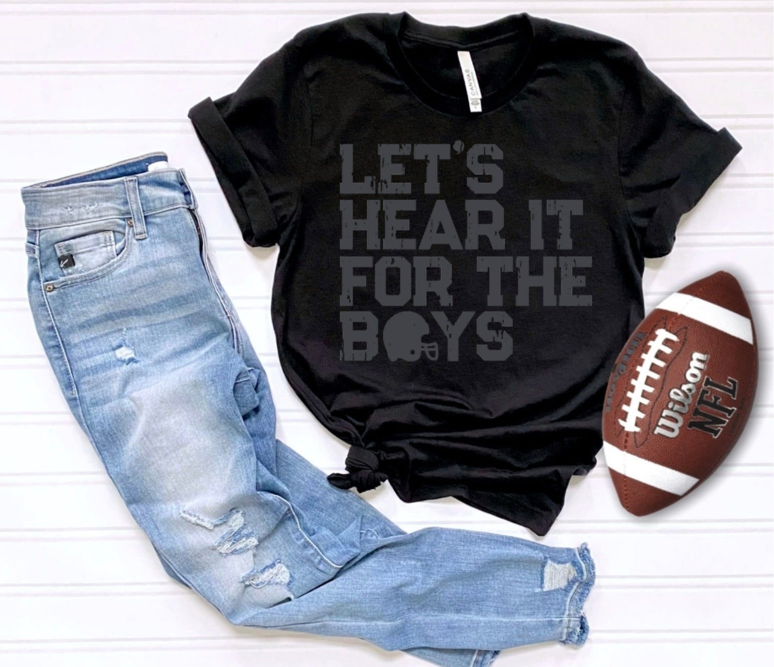 Let’s hear it for the boys {black} spirit tee