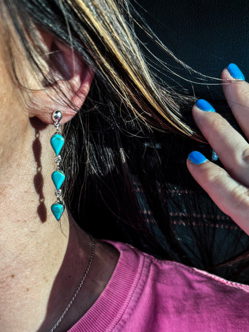 Stacker teardrop turquoise earrings