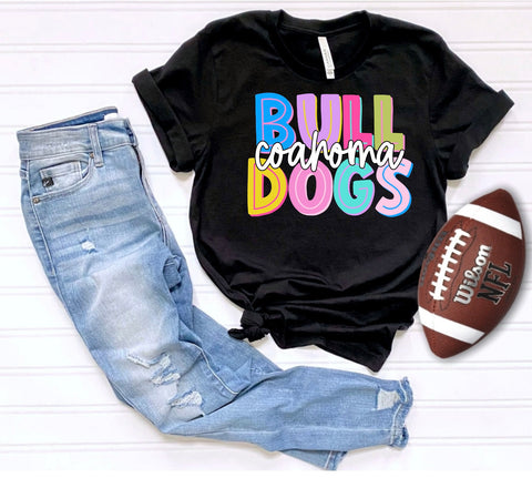 Large rainbow block bulldogs spirit tee