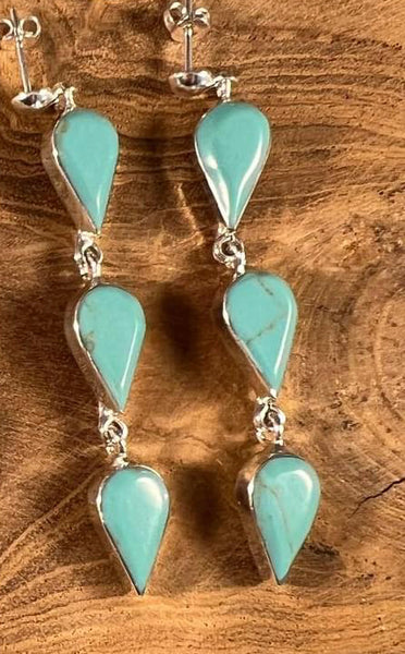 Stacker teardrop turquoise earrings