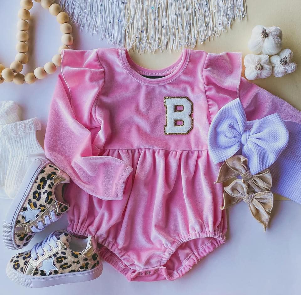Littles velvet varsity letter bubble