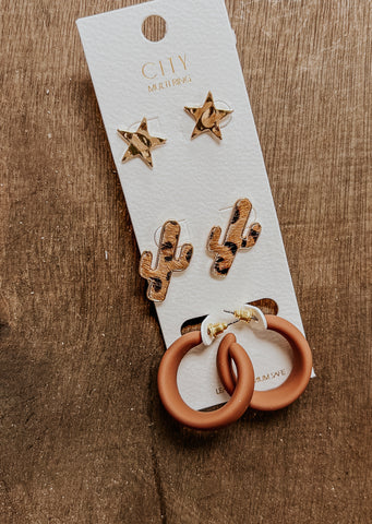 Leopard Cactus Earring set