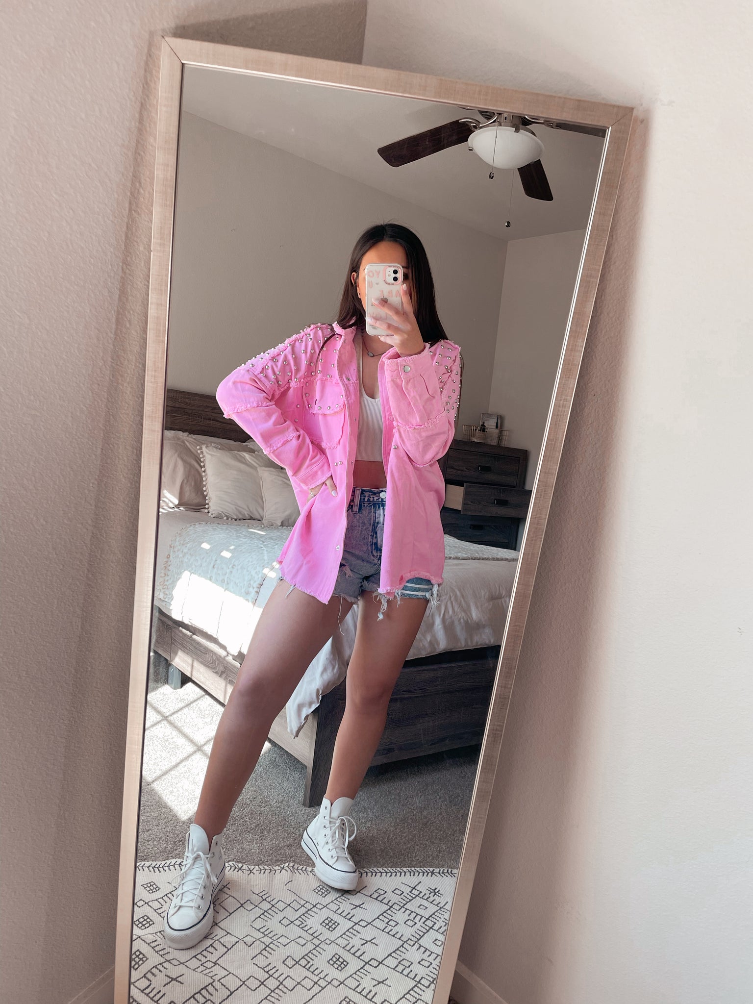 Baby Girl Pink Studded Shacket