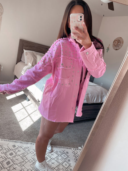 Baby Girl Pink Studded Shacket