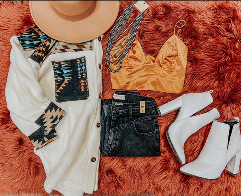 White Aztec Shacket