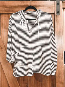 Maroon Stripe Pocket Hoodie