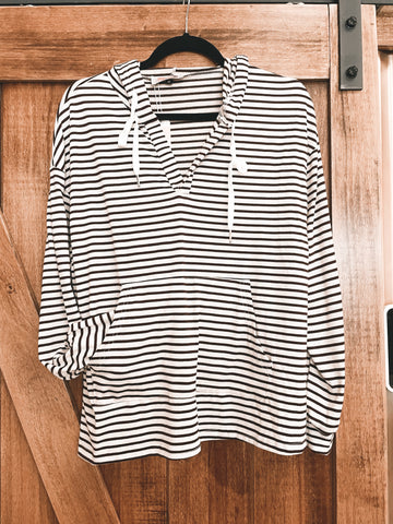 Maroon Stripe Pocket Hoodie