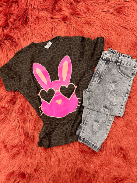 Pink Bunny Easter Tee Adult + Littles