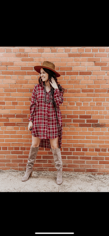 Red Buffalo Plaid Button down long flannel