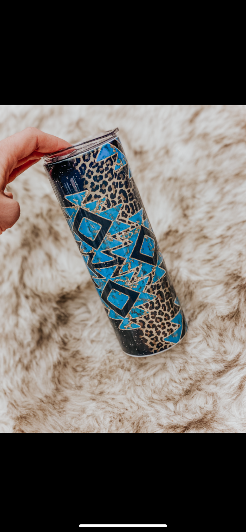 Aztec turquoise/ leopard Sippy + Tumbler