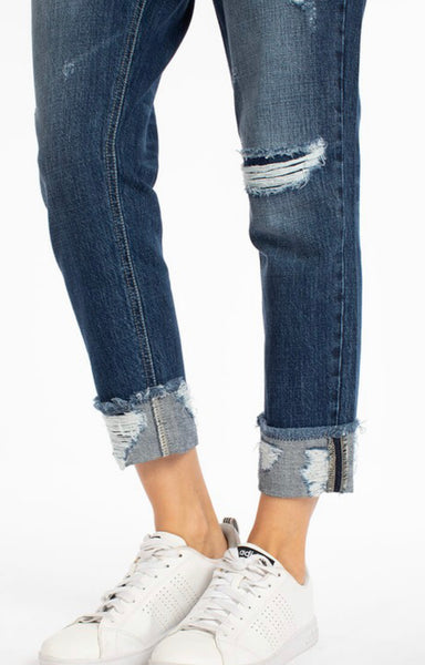 Boyfriend distress high rise denim kancan