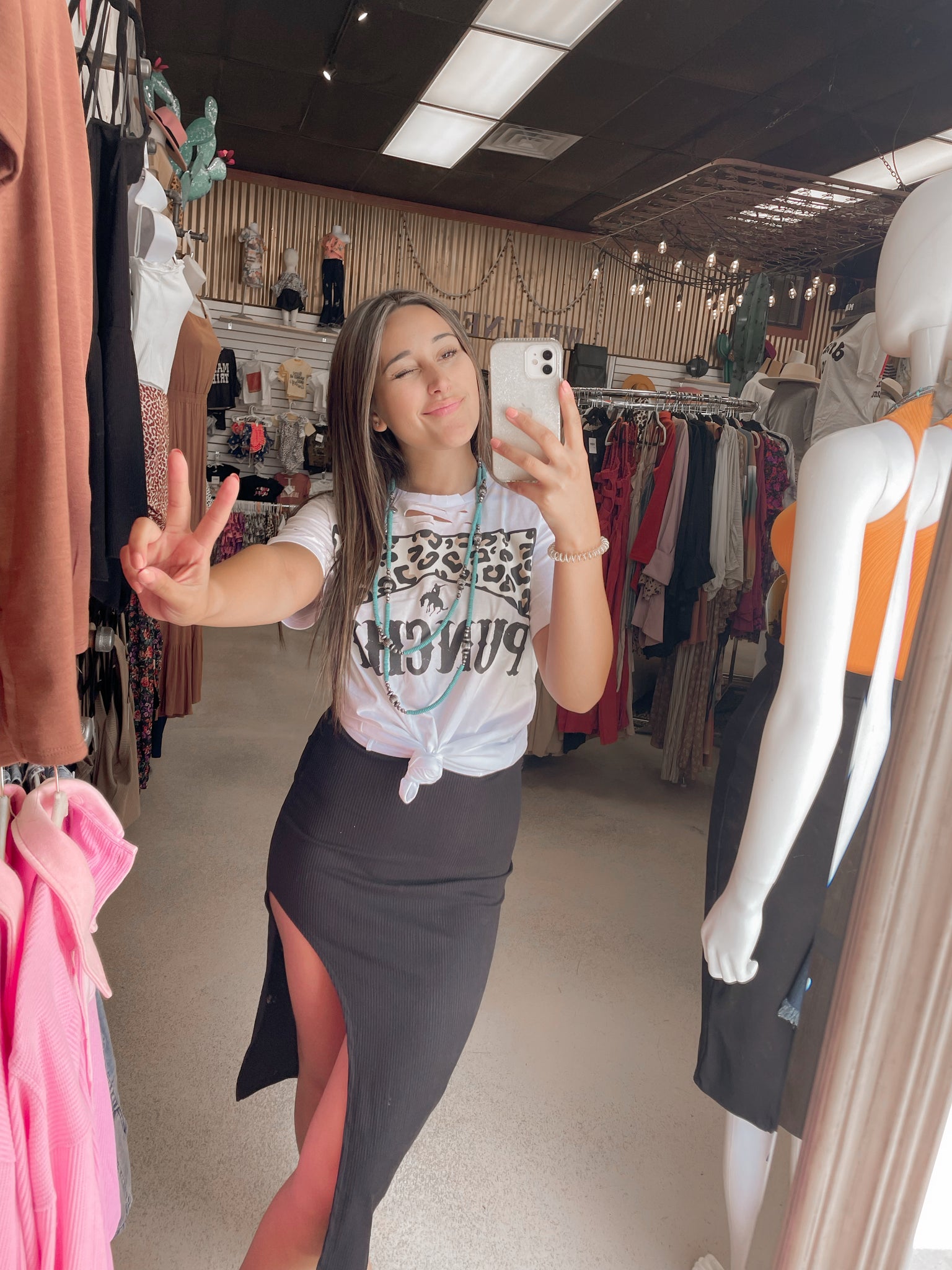 Leopard punchy distress tee