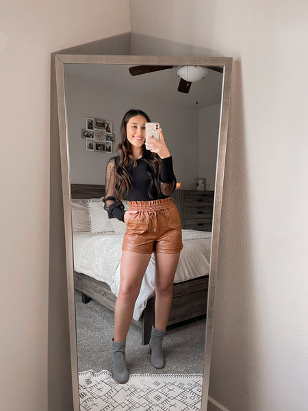 Camel Pleather Shorties