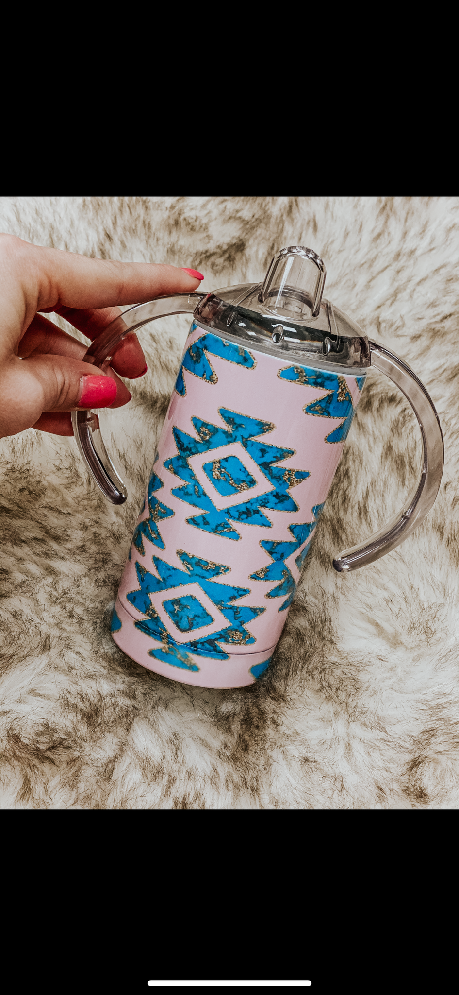 Turquoise Aztec Sippy + Tumbler