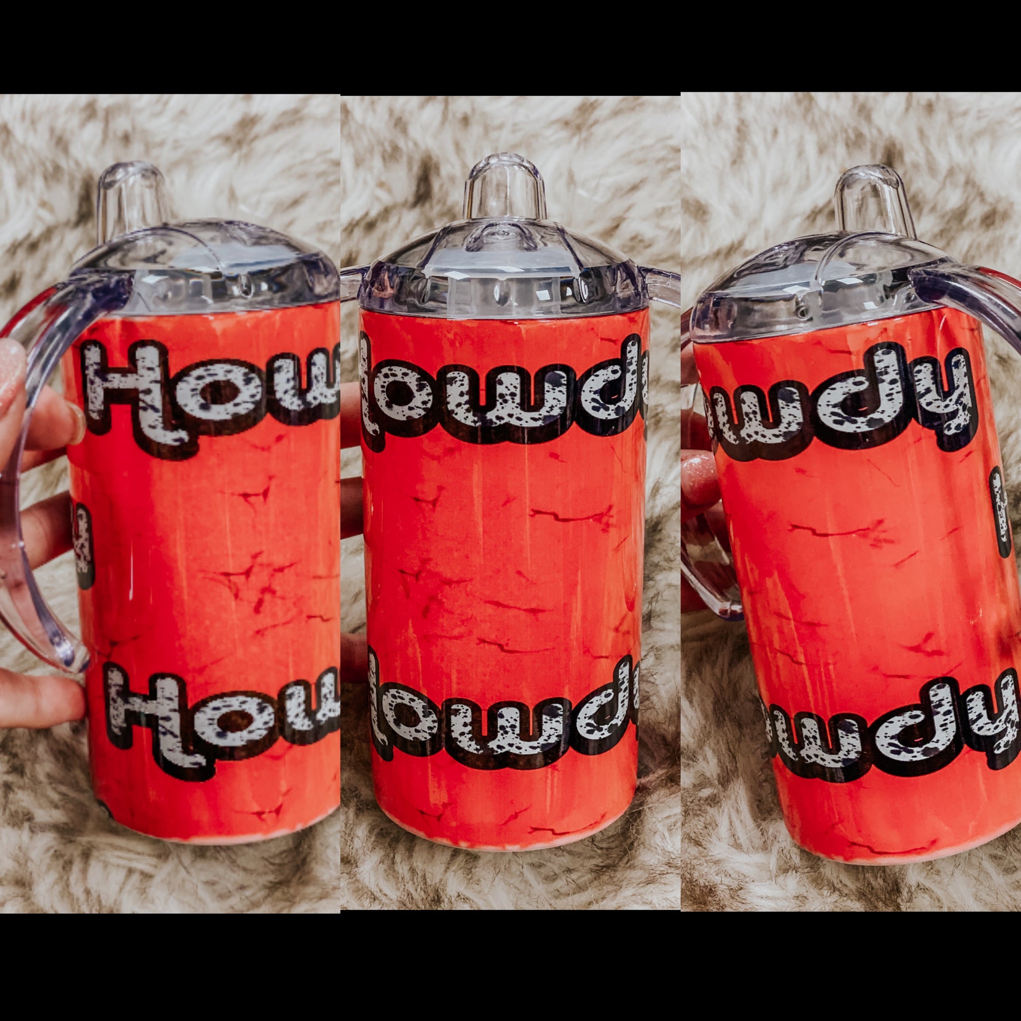 Howdy cowhide Sippy + toddler cup + Tumbler
