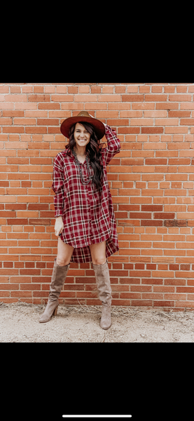 Red Buffalo Plaid Button down long flannel