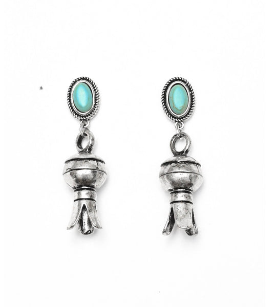 Silver Blossom Earring on Turquoise Post