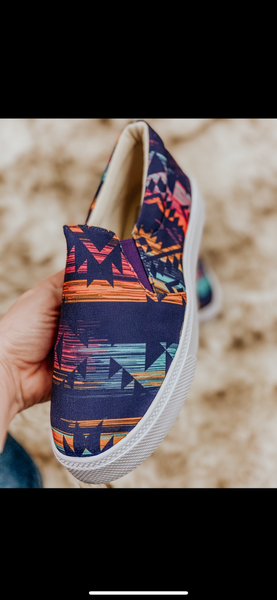 Purple Aztec Slip Shoes