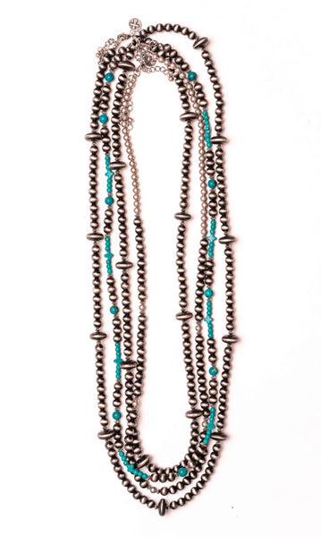 Faux Navajo Pearl Beaded Necklace