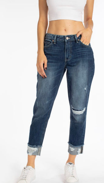Boyfriend distress high rise denim kancan