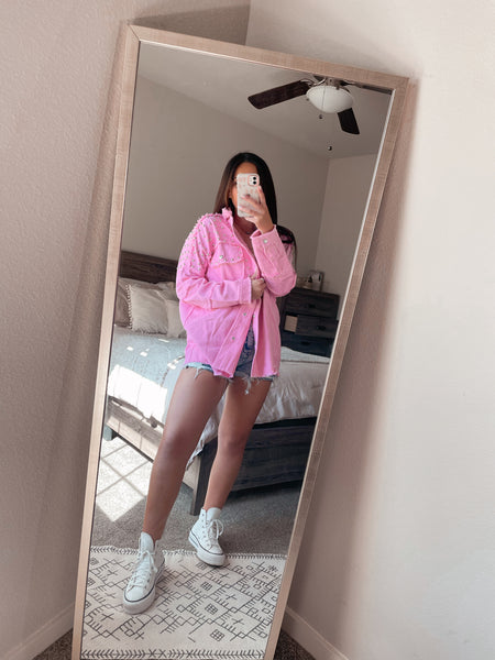 Baby Girl Pink Studded Shacket