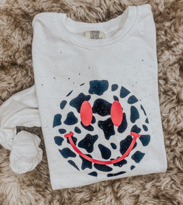 Smiley Cow LS tee Littles + Adults