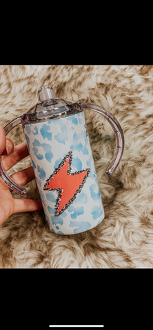 Blue leopard lightning strike Sippy + toddler cup + Tumbler