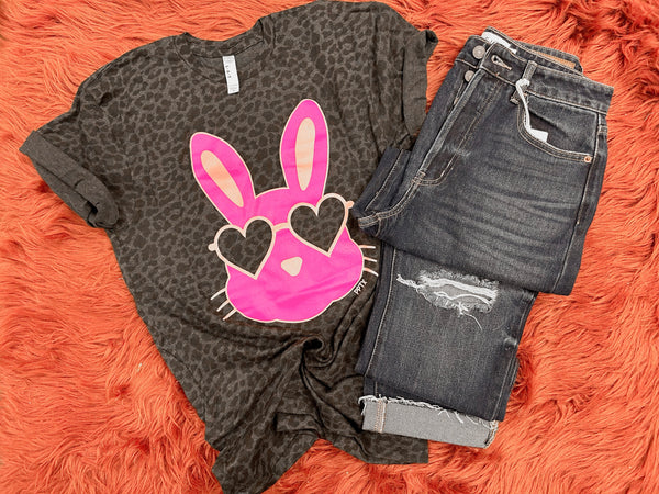 Pink Bunny Easter Tee Adult + Littles