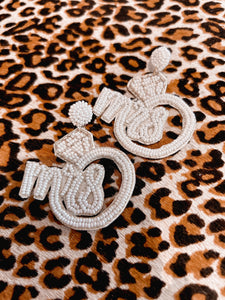 White Mrs Earrings